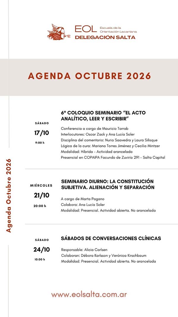Agenda Octubre 2026